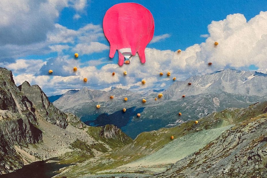 Collage of the Flying udder above Pass Lunghin, Switzerland.