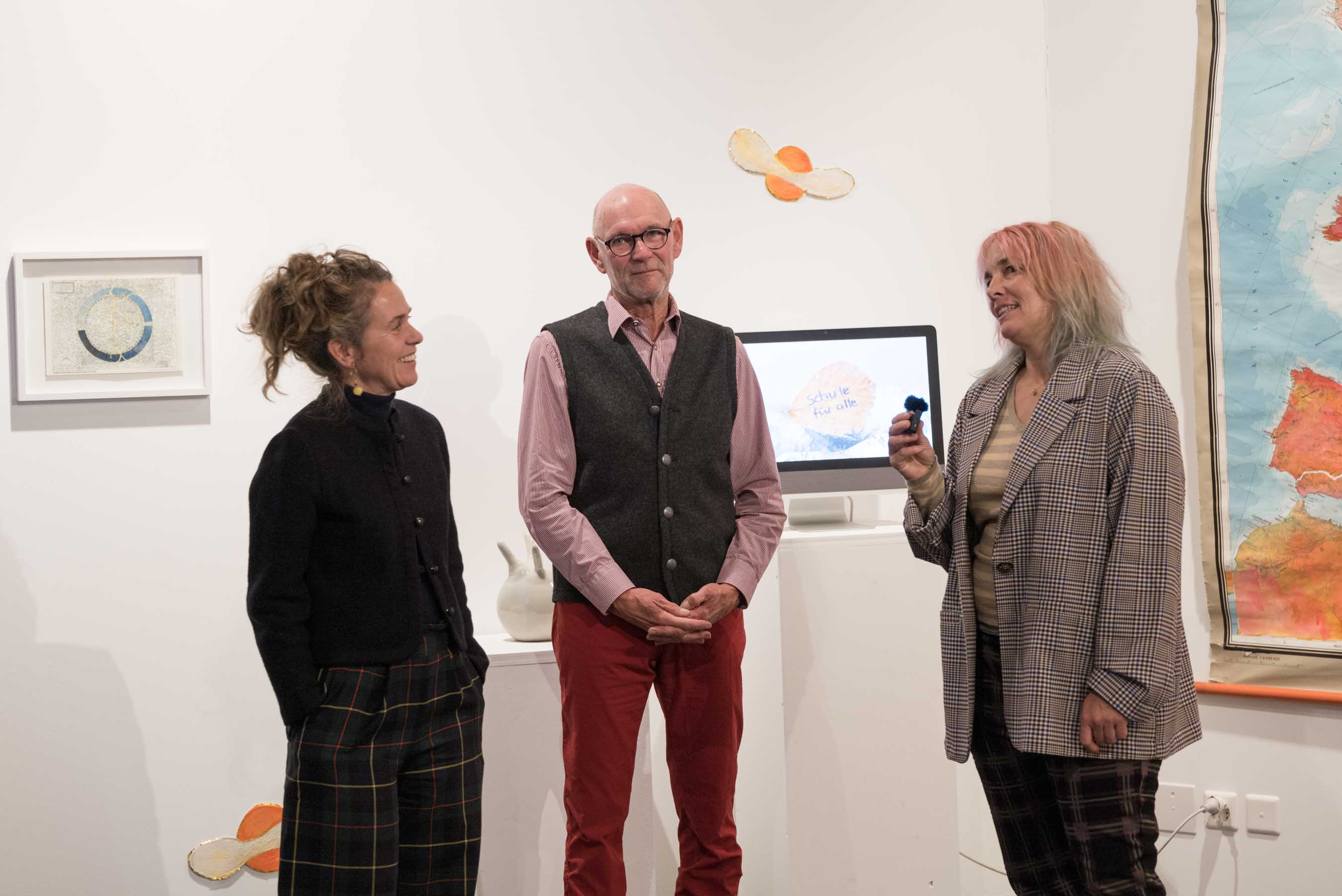 Regina Hügli, Eugen Nussbaumer, Barbara Husar at the opening of the Sharing Water Exhibition in Savognin.